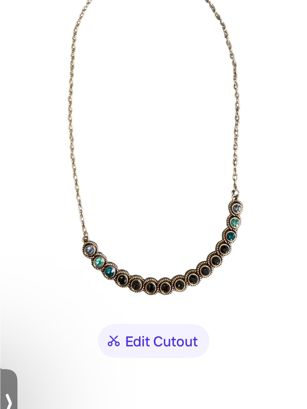 Gold-Tone Necklace with Blue and Teal Accents - Picture 1 of 1